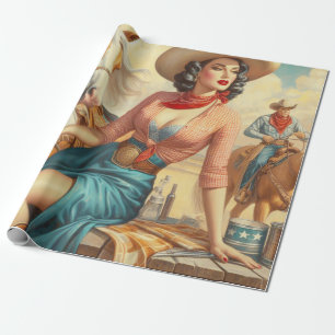 Papier Cadeau Vintage Cowgirl