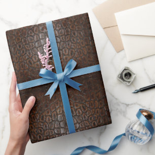 Papier Cadeau vintage crocodile brun alligator cuir