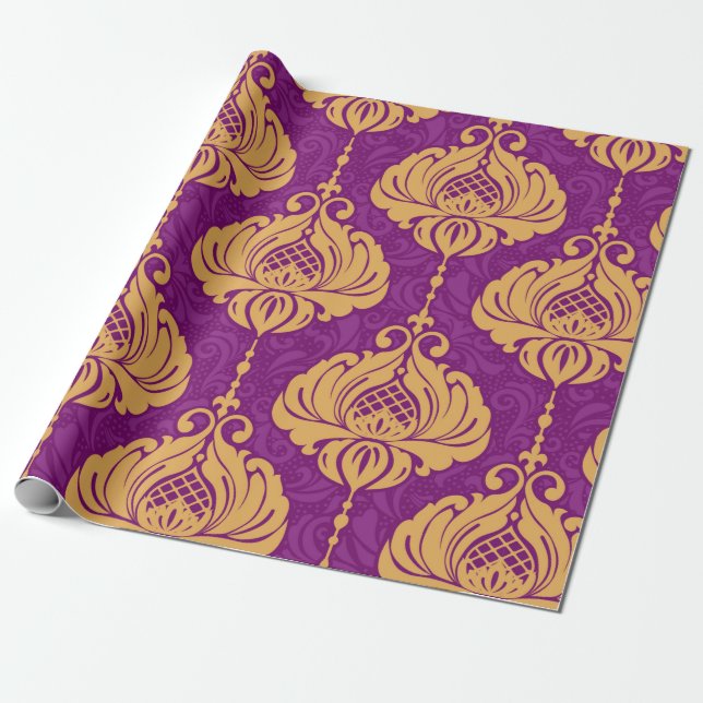 Papier Cadeau Vintage damask ornamental seamless pattern (Déroulé)