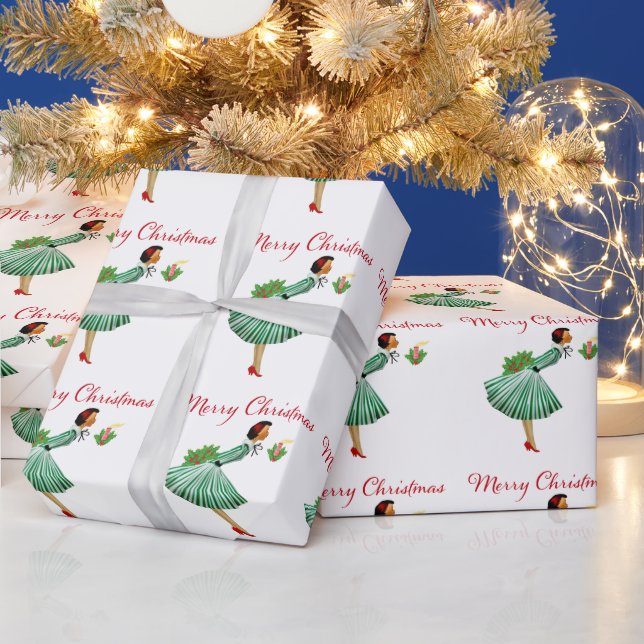 Papier Cadeau vintage de Noël 1950 (Vacances)