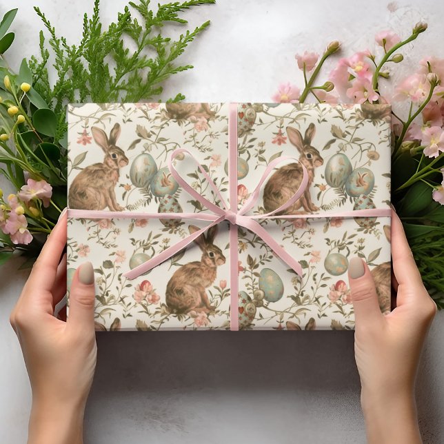 Papier Cadeau Vintage Easter Bunny Toile  (Créateur téléchargé)