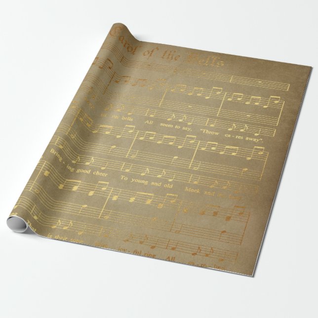 Papier Cadeau Vintage feuille de Noël (Déroulé)