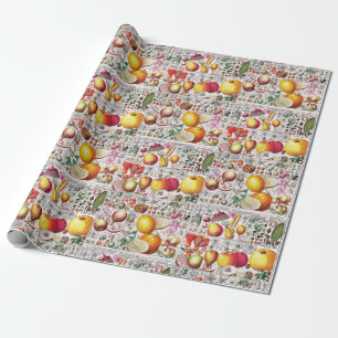 Papier Cadeau Vintage Fleur Fruits Plaque de livre botanique #33