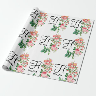 Papier Cadeau Vintage Floral Botanique Customisé Monogramme