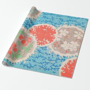 Papier Cadeau Vintage Floral Print Japonais Retro Motif
