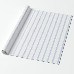 Papier Cadeau Vintage Français Ticking Stripe Motif bleu cadeau