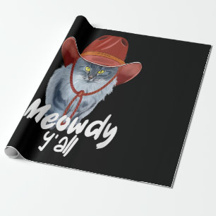 Papier Cadeau Vintage Funky Catboy Cowboy Western Country Cat