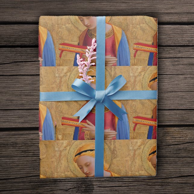 Papier Cadeau Vintage Golden Christian Holy (Christian holy figure holding book with halo on gift wrapping paper roll.)
