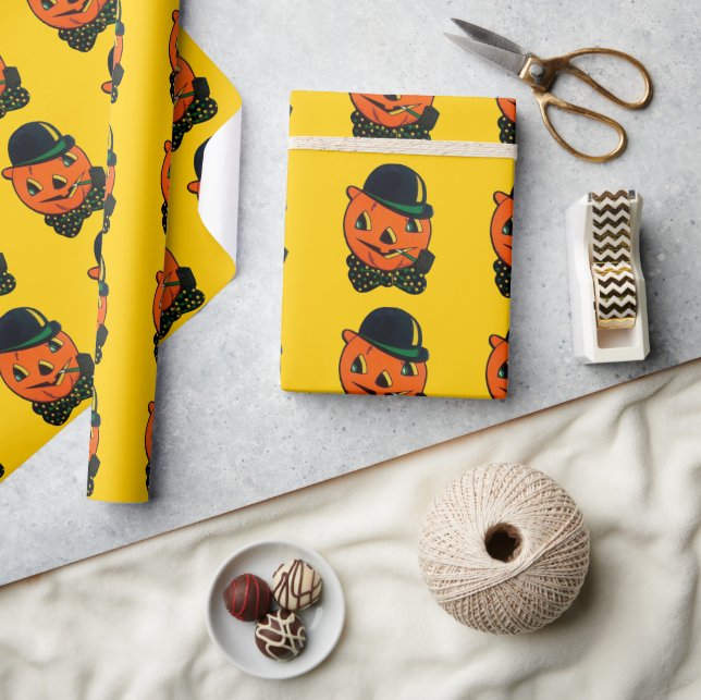 Papier Cadeau Vintage Halloween citrouille papier d'emballage de (Artisanat)