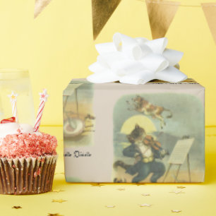 Papier Cadeau Vintage Hey Diddle Diddle Nursery Rhyme restauré