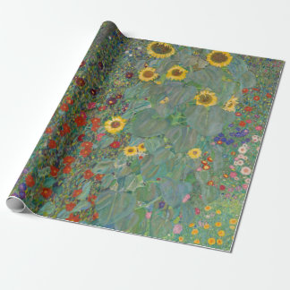 Papier Cadeau Vintage jardin agricole de Klimt avec tournesols