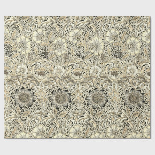Papier Cadeau Vintage jaune noir William Morris's Corncockle