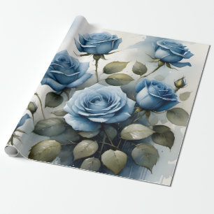 Papier Cadeau Vintage joli bleu Rose aquarelle peinture