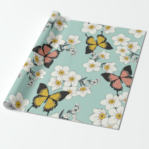 Papier Cadeau Vintage joli romantique coude fleurs sauvages patt