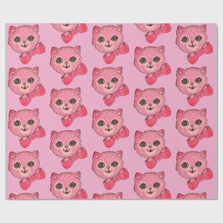 Papier Cadeau Vintage Kitty Pink Wrapping Paper