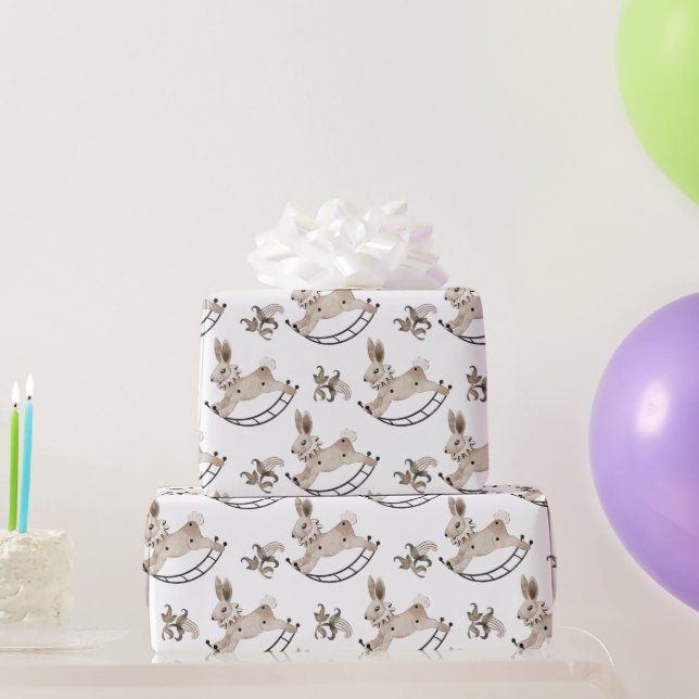 Papier Cadeau Vintage lapin d'enfance Rocking Horse (Cadeaux de fête)