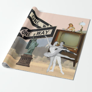 Papier Cadeau Vintage Look American Collage