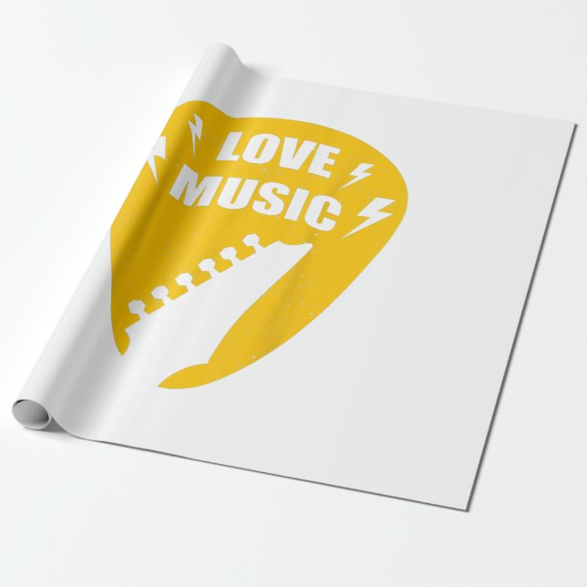 Papier Cadeau Vintage Love Guitar (Déroulé)
