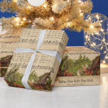 Papier Cadeau Vintage Lullay Ton Petit Petit Jour Enfant<br><div class="desc">Beau papier d'emballage de Noël avec baies sainte sur éphémère vintage "Lullay,  Thou Little Mince Child" imprimé de l'écriture de Noël. Votre cadeau aura l'air très joyeux sous l'arbre. Idéal pour les amateurs vintages.</div>