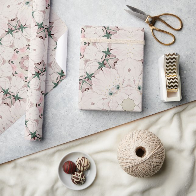 Papier Cadeau Vintage Magnolia Floral Ephemera Motif (Artisanat)