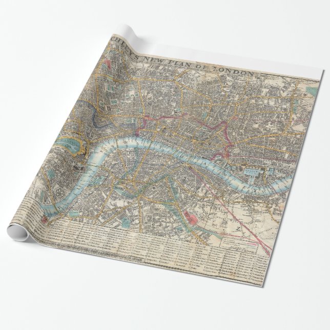 Papier Cadeau Vintage Map of London (Déroulé)