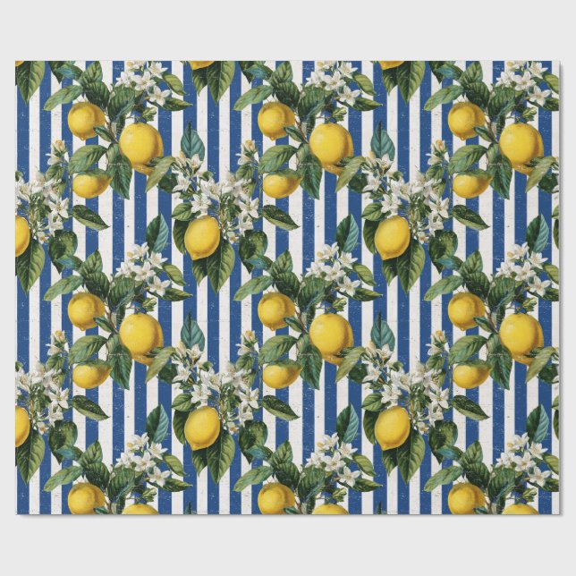 Papier Cadeau Vintage Mediterranean Lemons Decoupage (Plat)