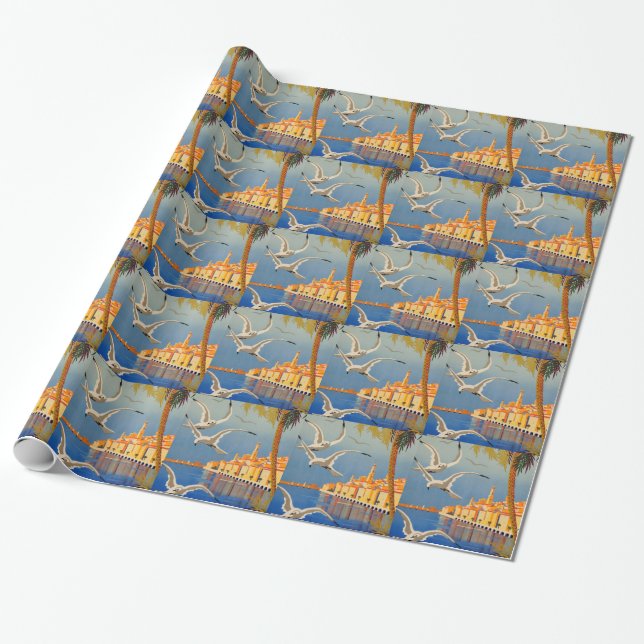Papier Cadeau Vintage Menton CoTe D'azur (Déroulé)