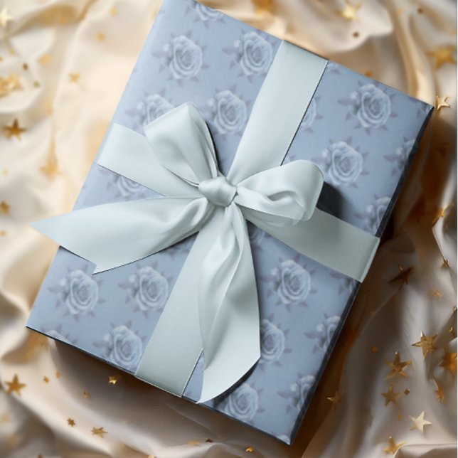 Papier Cadeau Vintage Misty Blue Roses All Occasion (Créateur téléchargé)