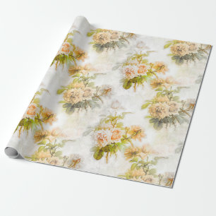 Papier Cadeau Vintage Motif de fleurs roses et élégantes du Vi