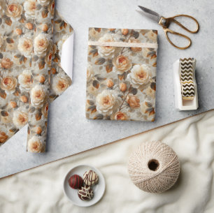Papier Cadeau Vintage motif floral délicat.