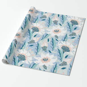 Papier Cadeau Vintage motif floral peint à la main avec grand b