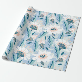 Papier Cadeau Vintage motif floral peint à la main avec grand bl