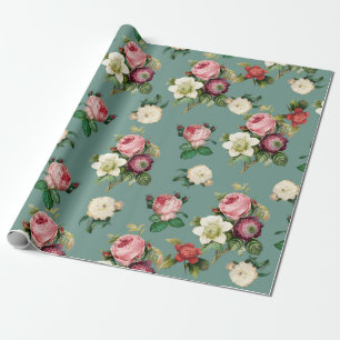 Papier Cadeau Vintage motif floral victorien Élégant chic