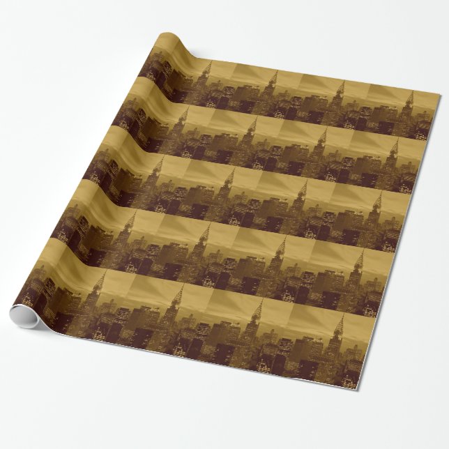 Papier Cadeau Vintage New York Manhattan (Déroulé)