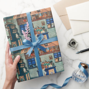 Papier Cadeau Vintage Noël garçon et angle