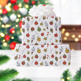 Papier Cadeau Vintage Noël Ornements Motif