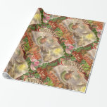 Papier Cadeau Vintage Noël Père Noël Sleigh<br><div class="desc">Ce Père Noël vintage agite pendant qu'il est en traîneau et qu'il est tiré à travers le paysage hivernal par son équipe de rennes. Toutes les images sont de style victorien vintage — des livres anciens et des cartes de voeux victoriennes, parfaites pour les cadeaux de Noël pour vos proches....</div>