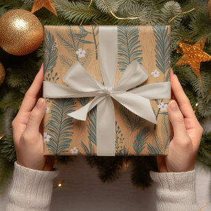 Papier Cadeau Vintage Noël Pine verte Motif