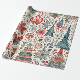 Papier Cadeau Vintage Noël Scandinave Design