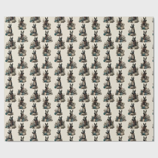 Papier Cadeau Vintage Noël Scotties (Plat)