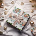 Papier Cadeau Vintage Noël souriant Père Noël<br><div class="desc">Enveloppez vos cadeaux dans un papier d'emballage vintage et charmant d'un Père Noël rétro.</div>