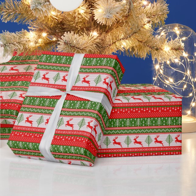 Papier Cadeau Vintage Noël Vert et Rouge (Vacances)