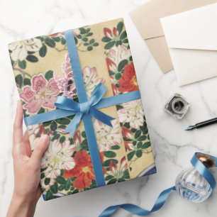 Papier Cadeau Vintage Ohara Koson Azalée dans un Pot Bleu Art