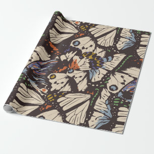 Papier Cadeau Vintage papillons surface motif. Coloré, t