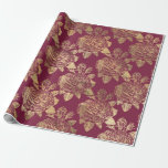 Papier Cadeau Vintage Paris Bourgogne Roses rouge et or<br><div class="desc">Papier motif rose vintage bordeaux à Paris.</div>
