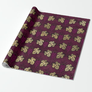 Papier Cadeau Vintage Paris Bourgogne Rouge et Or Thème Vin