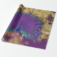 Vintage Peacock Leopard Purple et Gold Decoupage
