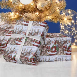 Papier Cadeau Vintage Père Noël et le carrelage de la partie d