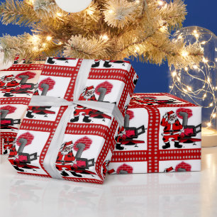 Papier Cadeau Vintage Père Noël et une plaque de cuisson à charb