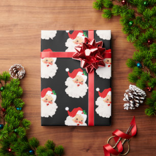 Papier Cadeau Vintage Père Noël Motif Noir Noël
